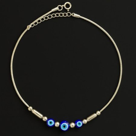 Evil Eye Elegance - 92.5% Pure Sterling Silver Anklet