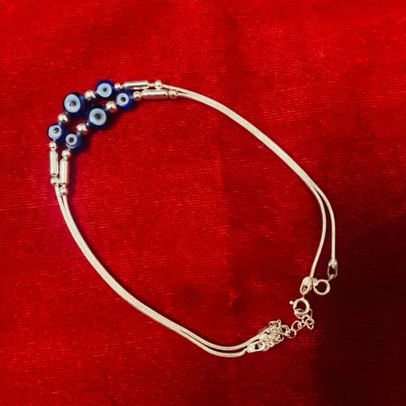 Evil Eye Elegance - 92.5% Pure Sterling Silver Anklet