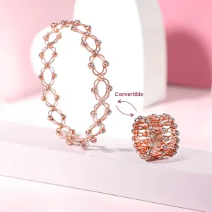 Rose Gold Ring Cum Bracelet with Zircon Stones