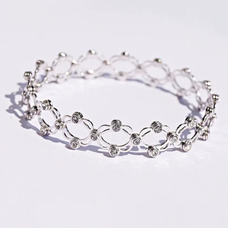 Silver Ring Cum Bracelet with Zircon Stones