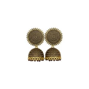 Celestial Bronze Jhumkas: Vintage Charm Brown